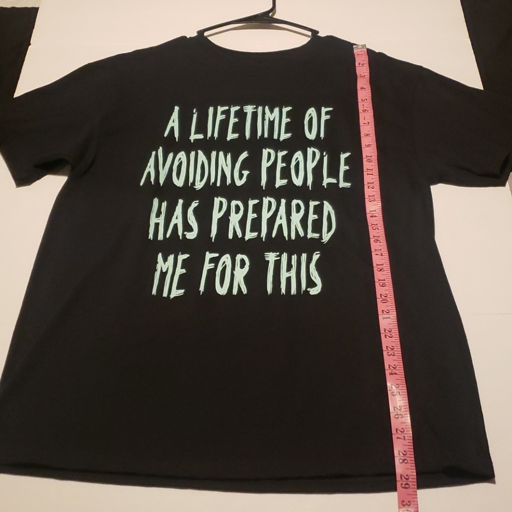 Black tshirt with an "imprint" on the front